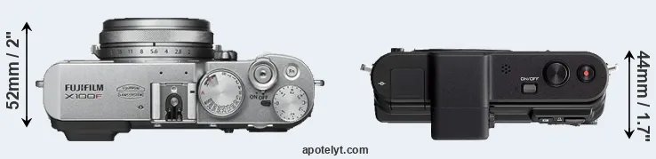 Compare X100F versus V1 top