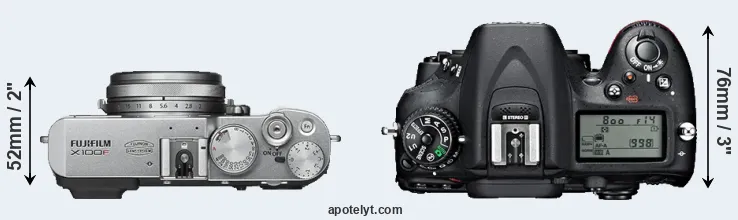 Compare X100F versus D7100 top