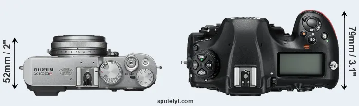 Compare X100F versus D850 top