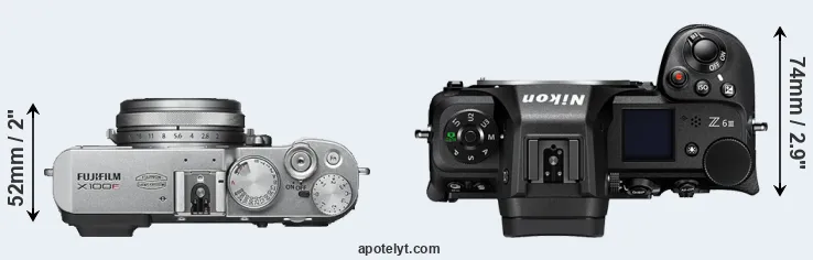Compare X100F versus Z6 III top