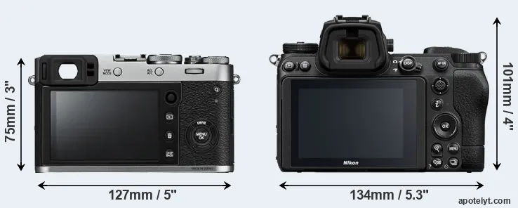 Comparison X100F or Z7 II rear
