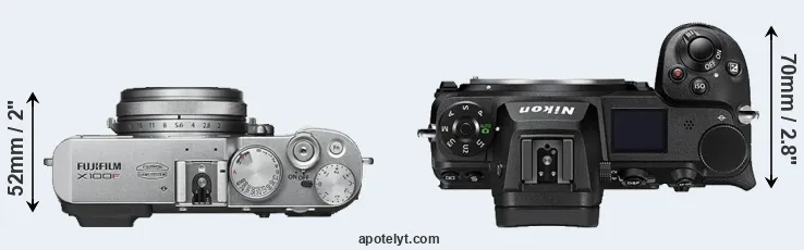 Compare X100F versus Z7 II top