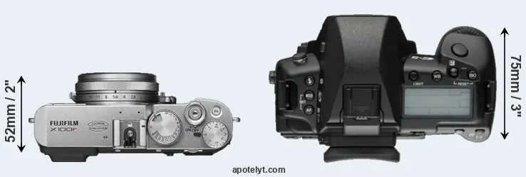 Compare X100F versus E-5 top