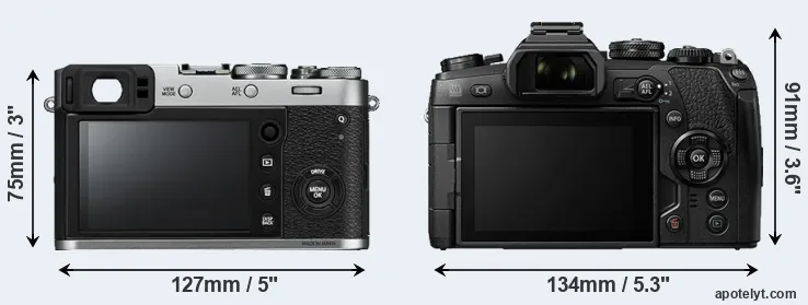 Comparison X100F or E-M1 II rear