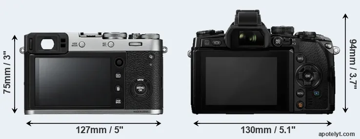 Comparison X100F or E-M1 rear