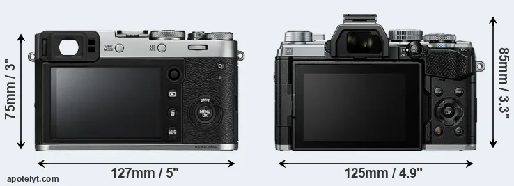 Comparison X100F or E-M5 III rear