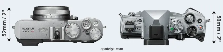 Compare X100F versus E-M5 III top