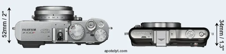 Compare X100F versus E-PM1 top