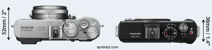 Compare X100F versus GF1 top
