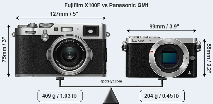 Size Fujifilm X100F vs Panasonic GM1