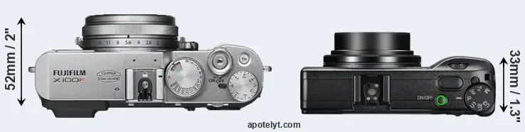 Compare X100F versus GR III top