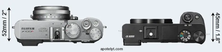 Compare X100F versus A6000 top
