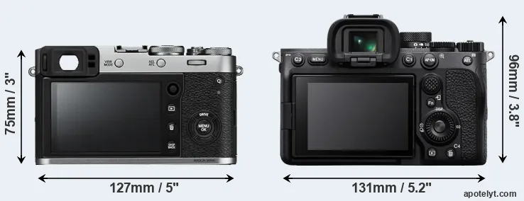Comparison X100F or A7 IV rear