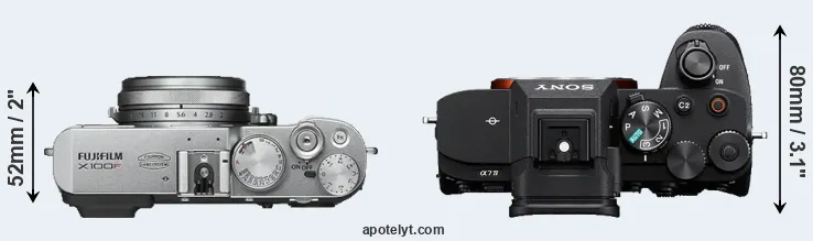 Compare X100F versus A7 IV top