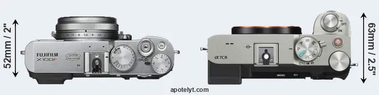 Compare X100F versus A7C R top