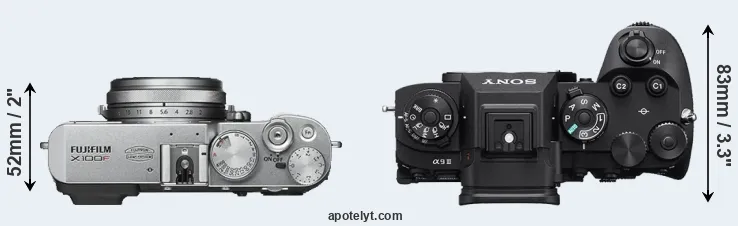 Compare X100F versus A9 III top