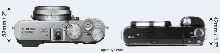 Compare X100F versus NEX-F3 top