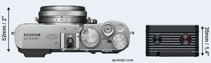 Compare X100F versus RX0 II top