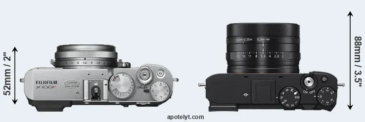 Compare X100F versus RX1R III top