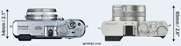 Compare X100S versus D-LUX 7 top