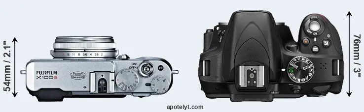 Compare X100S versus D3300 top
