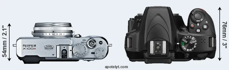 Compare X100S versus D3400 top