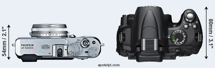 Compare X100S versus D5000 top
