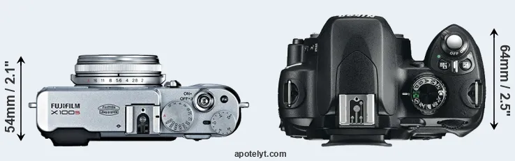 Compare X100S versus D60 top