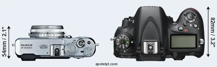 Compare X100S versus D600 top