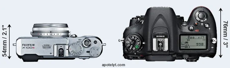 Compare X100S versus D7100 top