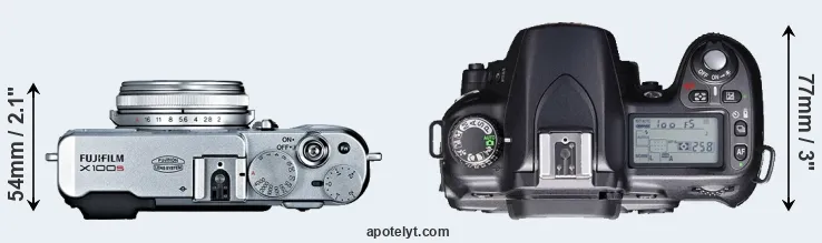 Compare X100S versus D80 top