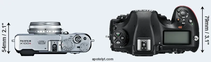Compare X100S versus D850 top
