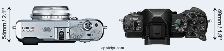 Compare X100S versus E-M10 IV top