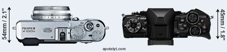 Compare X100S versus E-M5 II top
