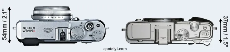 Compare X100S versus E-P5 top