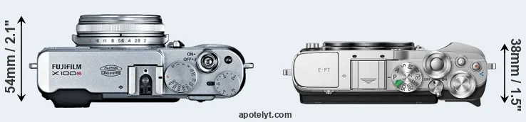 Compare X100S versus E-P7 top