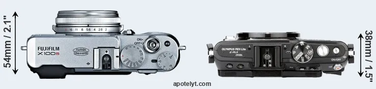 Compare X100S versus E-PL5 top