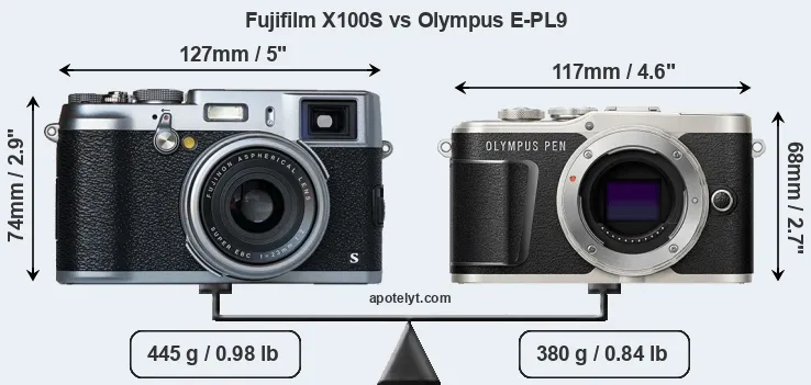 Size Fujifilm X100S vs Olympus E-PL9