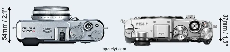 Compare X100S versus PEN-F top