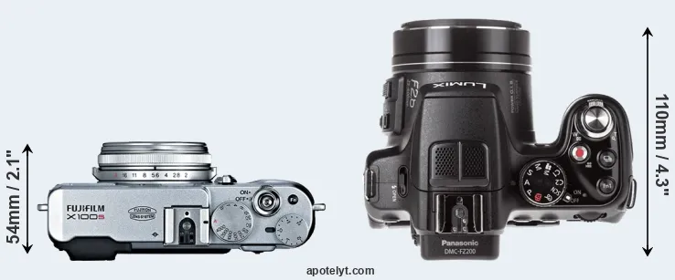 Compare X100S versus FZ200 top