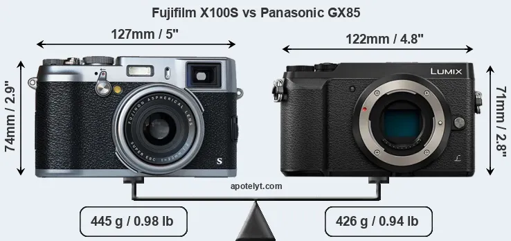 Size Fujifilm X100S vs Panasonic GX85
