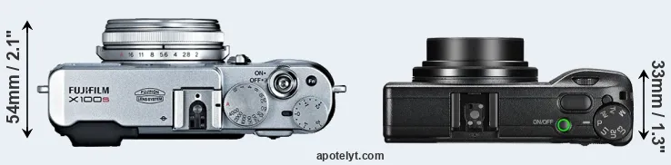 Compare X100S versus GR III top