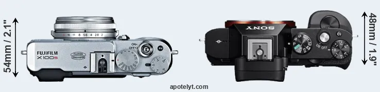 Compare X100S versus A7R top