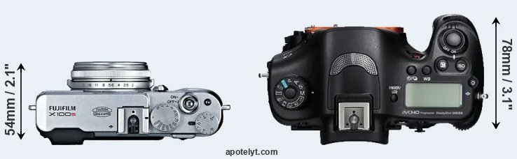 Compare X100S versus A99 top