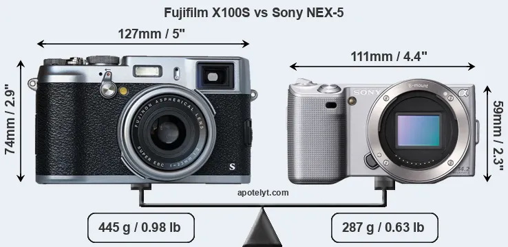 Size Fujifilm X100S vs Sony NEX-5