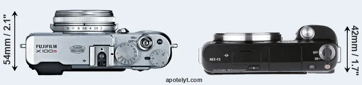 Compare X100S versus NEX-F3 top