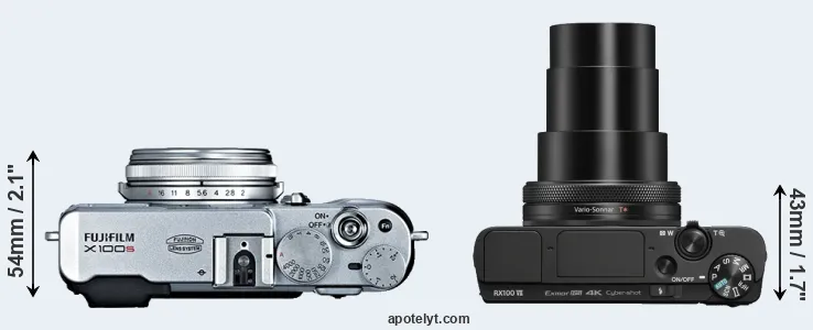 Compare X100S versus RX100 VII top