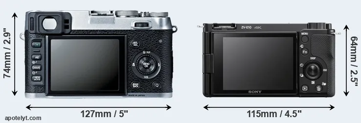 Comparison X100S or ZV-E10 rear
