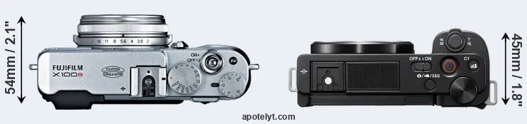 Compare X100S versus ZV-E10 top