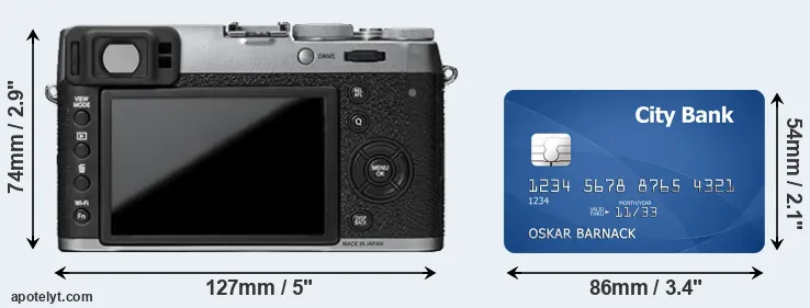 X100T and credit card rear side